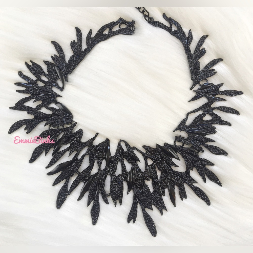 New Metallic Leaf Textured Bohemian Statement Necklace ~ Statement Bib Necklace